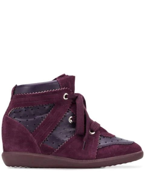 purple wedge sneakers