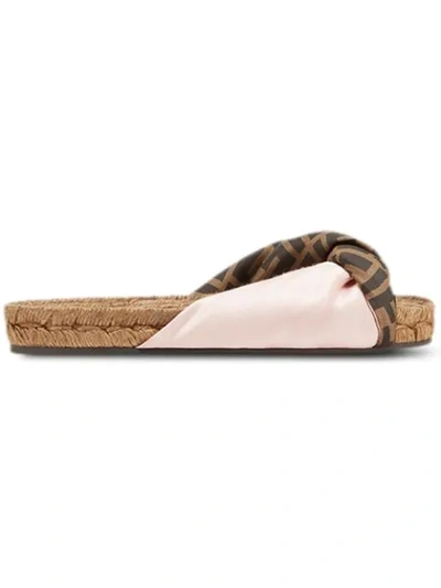 Shop Fendi Twist Detail Slides In Pink