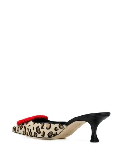 Shop Manolo Blahnik Leopard Print Mules In White