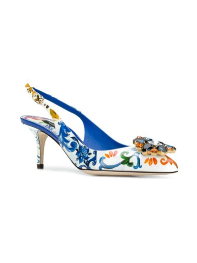 Shop Dolce & Gabbana Floral Pointed Pumps In Multicolour