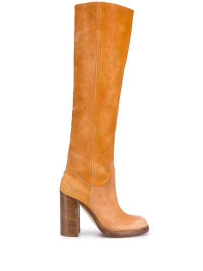 Shop Dsquared2 Heeled Knee High Boots In Orange