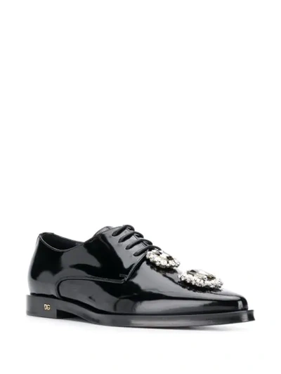 Shop Dolce & Gabbana Crystal Embellished Lace-up Shoes In Black