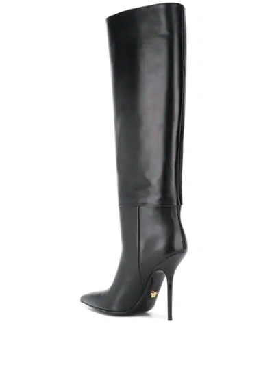Shop Versace Knee-high Stiletto Boots In Black