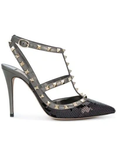 Shop Valentino Garavani Rockstud Sequin Pumps In Black