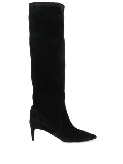 Shop Red Valentino Knee-high Suede Boots In Black