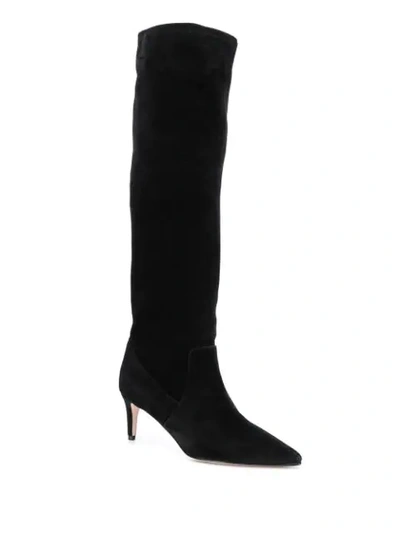 Shop Red Valentino Knee-high Suede Boots In Black