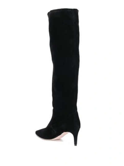 Shop Red Valentino Knee-high Suede Boots In Black