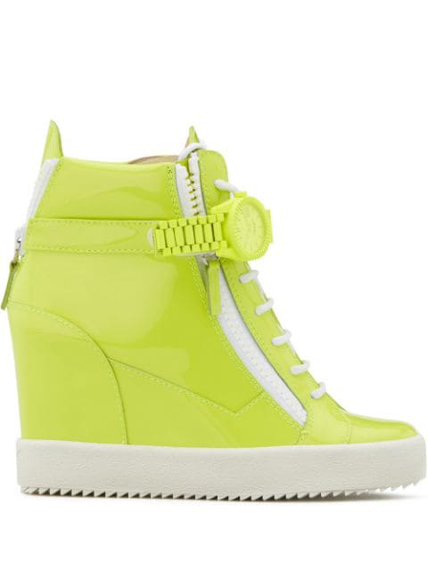 yellow wedge sneakers