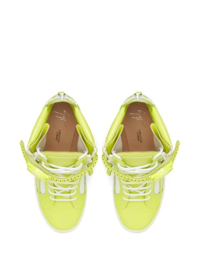 Shop Giuseppe Zanotti Watch Buckle Wedge Sneakers In Yellow
