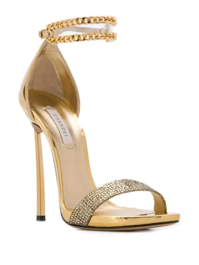 Shop Casadei Metallic Heeled Sandals In Gold