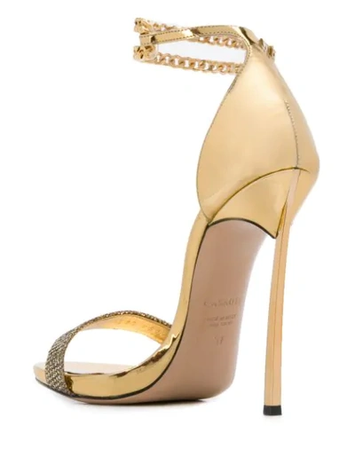 Shop Casadei Metallic Heeled Sandals In Gold