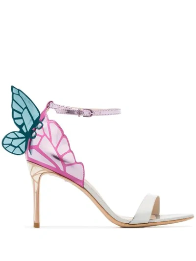 Shop Sophia Webster Butterfly Back Sandals In Silver Multi Metallic