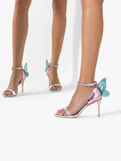 Shop Sophia Webster Butterfly Back Sandals In Silver Multi Metallic