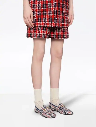 Shop Gucci Jordaan Tweed Check Loafers In Multicolour