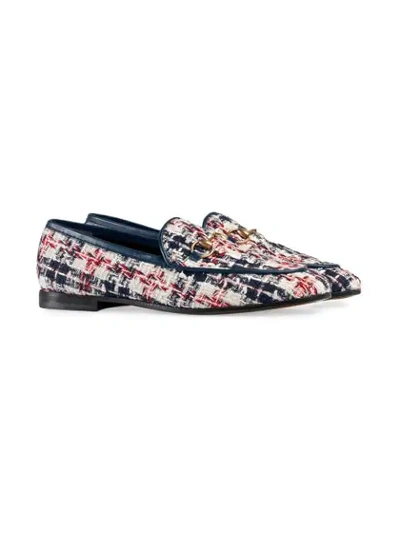 Shop Gucci Jordaan Tweed Check Loafers In Multicolour