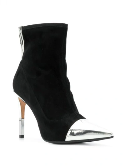 Shop Balmain Metallic Contrast Ankle Boots In Black