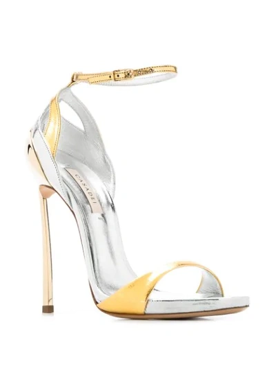 Shop Casadei Stiletto Metallic Sandals In Gold