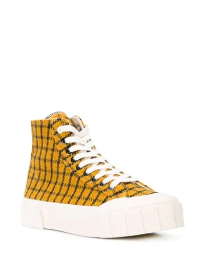 Shop Good News Check Hi-top Sneakers In Yellow