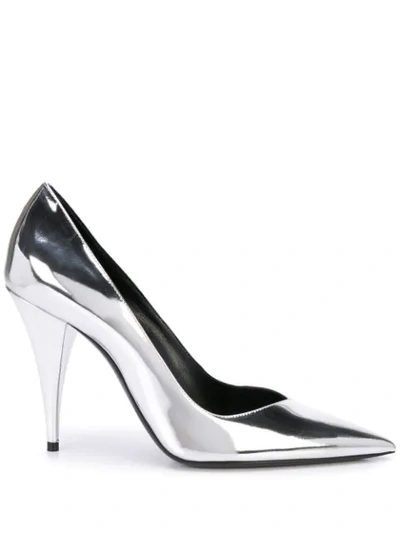 SAINT LAURENT KIKI METALLIC PUMPS - 银色