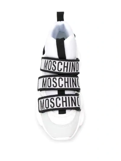 Shop Moschino Logo Low-top Sneakers In White