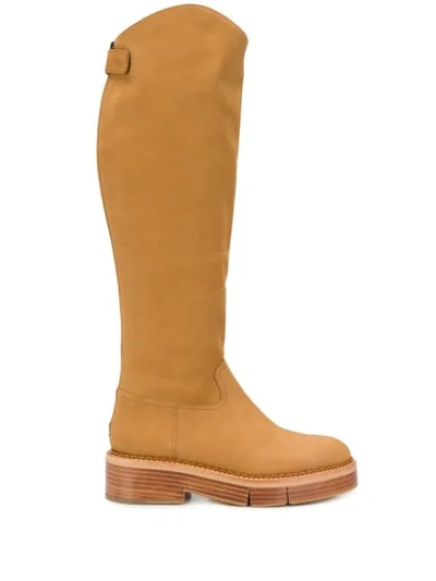 Shop Clergerie Knee-length Fitted Boots In Brown