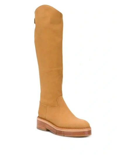 Shop Clergerie Knee-length Fitted Boots In Brown