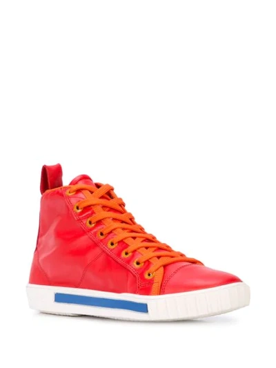 Shop Carven Lace Up Hi-top Sneakers In Red