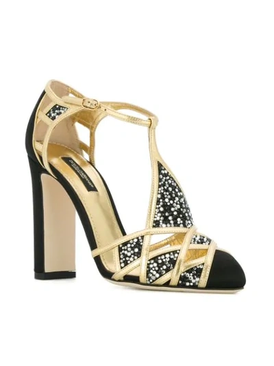 Shop Dolce & Gabbana Embellished T-bar Sandals - Black
