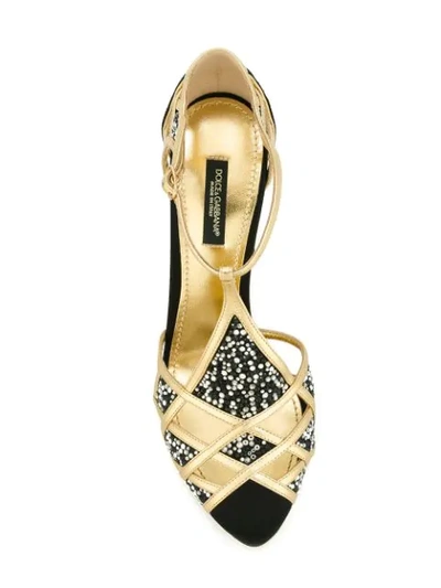 Shop Dolce & Gabbana Embellished T-bar Sandals - Black