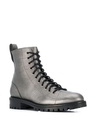 Shop Jimmy Choo Cruz Metallic Combat Boots In Anthracite