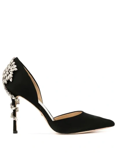 Badgley Mischka Vogue Crystal Embellished D'orsay Pump In Black Satin |  ModeSens