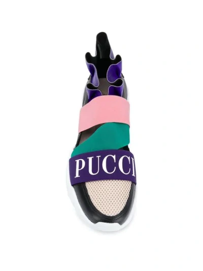 Shop Emilio Pucci City Up Colourblock Ruffled Sneakers In A91 Viola