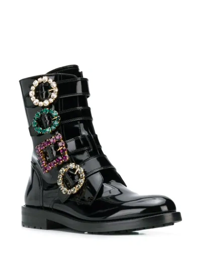 Shop Dolce & Gabbana Brooch Buckle Boots In Black