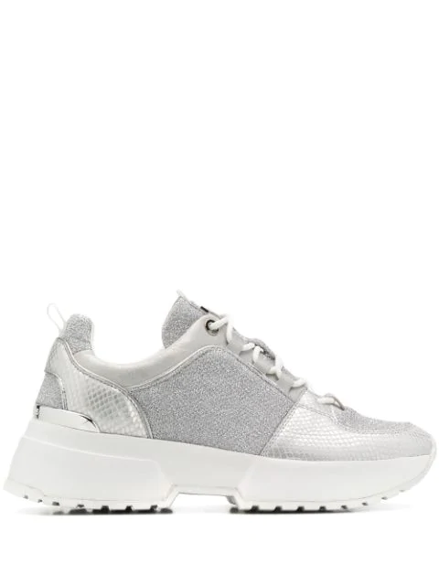 michael kors white and silver sneakers