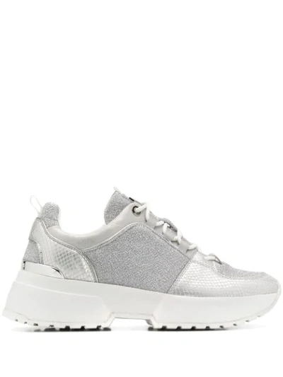 Shop Michael Michael Kors Cosmo Scuba Sneakers In Silver