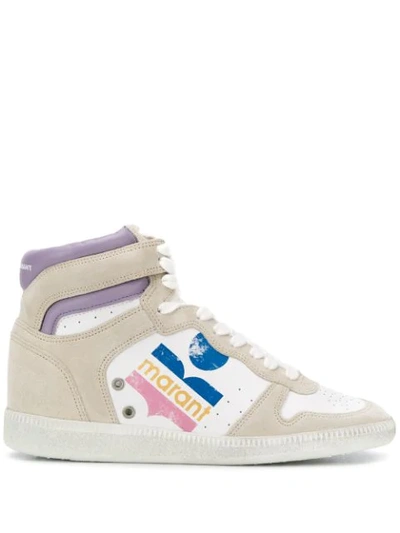 Shop Isabel Marant Distressed Logo Sneakers In White ,neutral