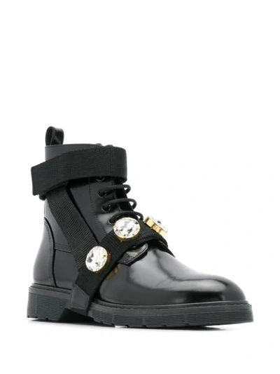 Shop Polly Plume Lararock Crystal-embellished Boots In Black
