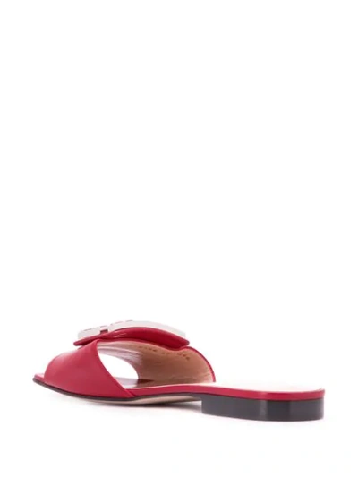 Shop Gucci Embellished G Flat Sandals In Red