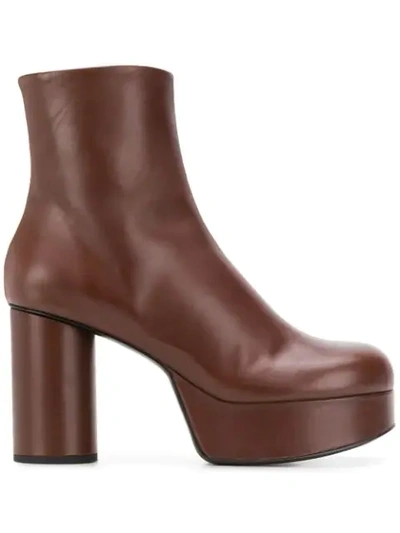 Shop Jil Sander Block Heel Boots In Brown