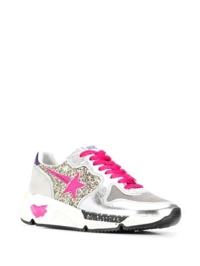 Shop Golden Goose Running Sole Sneakers In Silver