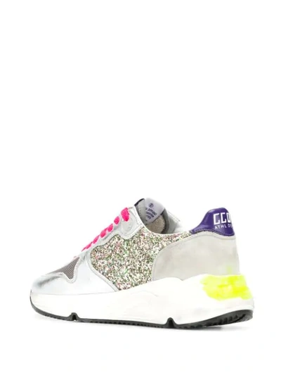 Shop Golden Goose Running Sole Sneakers In Silver