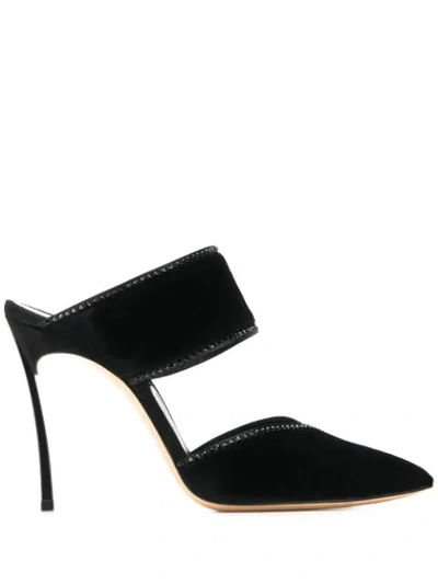 Shop Casadei Embellished Pointed Mules In Black