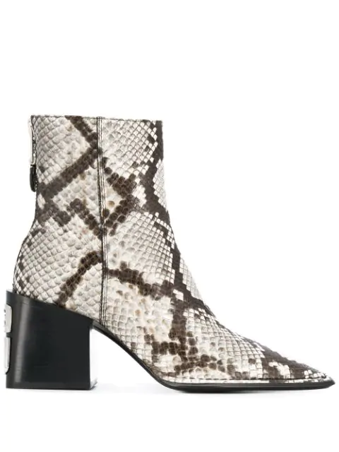 T By Alexander Wang Animal Print Boots In Black White Modesens