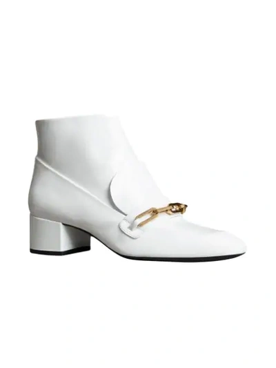 Shop Burberry Link Buckle Ankle Boots In White