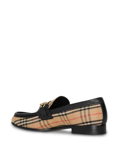 Shop Burberry Moorley Chain Detail Fabric Loafers - Brown
