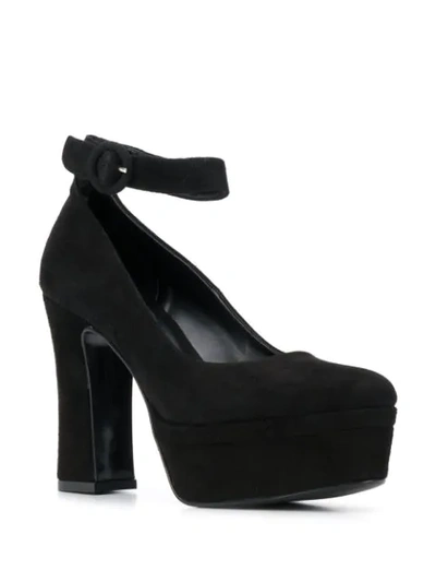 Shop Albano Platform Sole Pumps In Cam Nero