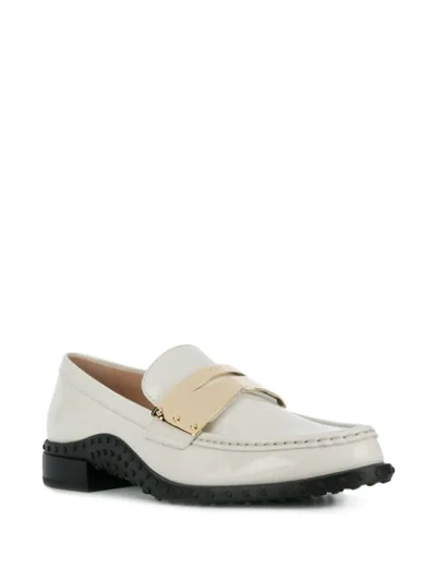 Shop Tod's Patent Leather Loafers In White