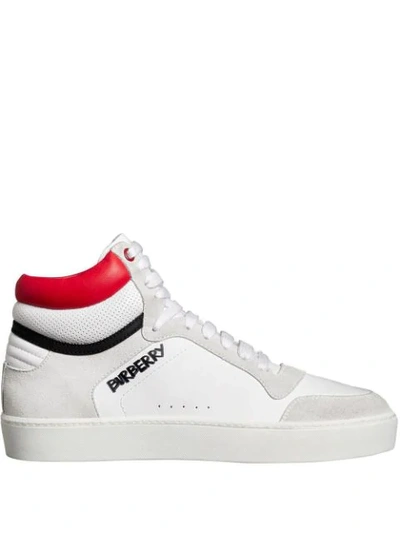 Shop Burberry Leather And Suede High In White