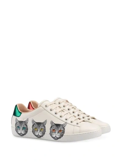 Shop Gucci Ace Cat Sneakers In White