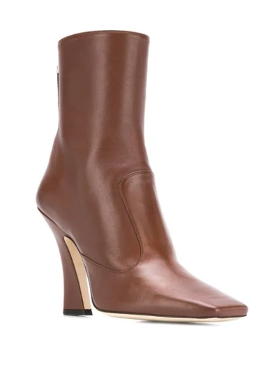 Shop Fendi Ffredom Square Toe Ankle Boots In Brown